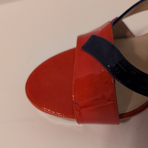 Giorgio Armani, Italy, Patent Leather, Heels, Sandals, Red, Purple, Blue, Size 9 - Picture 6 of 12